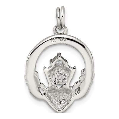 Sterling Silver CZ Claddagh Pendant – view 4
