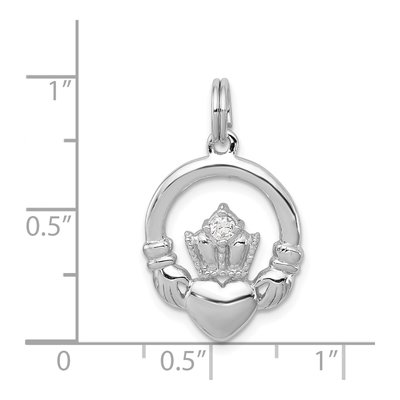 Sterling Silver CZ Claddagh Pendant – view 5