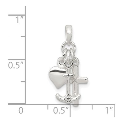 Sterling Silver Anchor Heart Cross Pendant – view 4