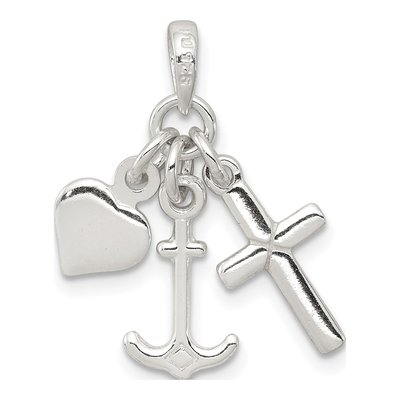 Sterling Silver Anchor Heart Cross Pendant – view 5
