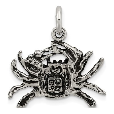 Sterling Silver Antiqued Crab Charm – view 4