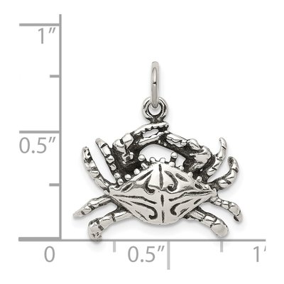 Sterling Silver Antiqued Crab Charm – view 5