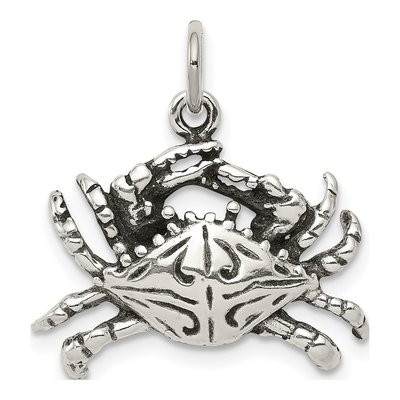 Sterling Silver Antiqued Crab Charm