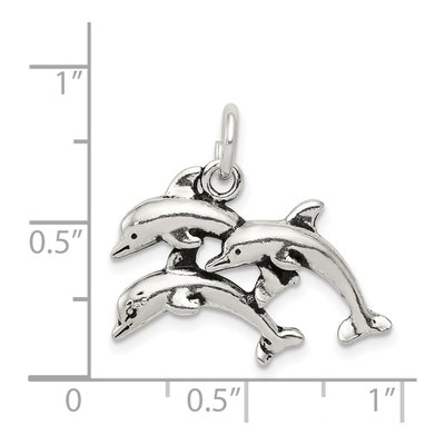 Sterling Silver Antiqued Dolphin Pendant – view 4