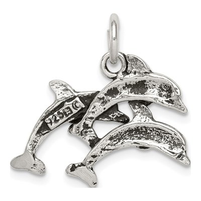 Sterling Silver Antiqued Dolphin Pendant – view 5