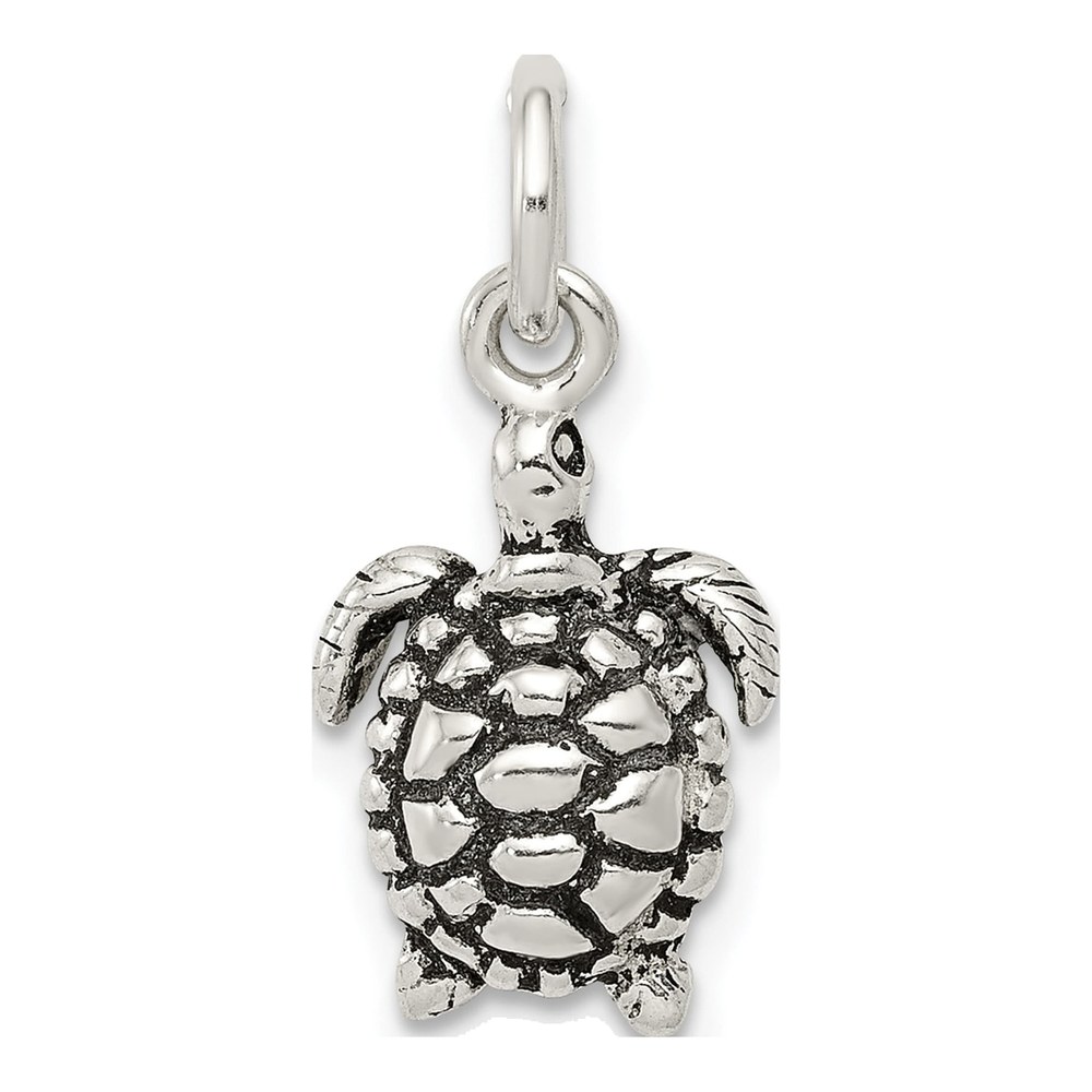 Sterling Silver Antiqued Turtle Pendant