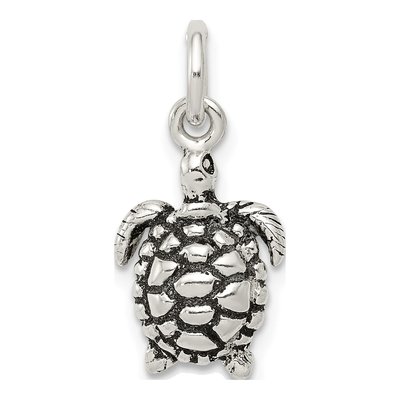 Sterling Silver Antiqued Turtle Pendant