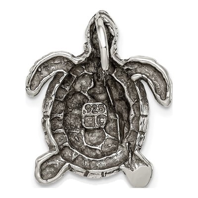 Sterling Silver Antiqued Turtle Pendant – view 5