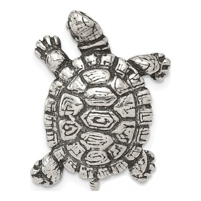 Sterling Silver Antiqued Turtle Slide Pendant