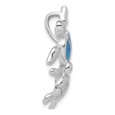 Sterling Silver Lab-Created Opal Turtle Slide Pendant – view 3