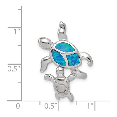 Sterling Silver Lab-Created Opal Turtle Slide Pendant – view 4