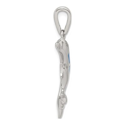 Sterling Silver Lab-Created Opal Dolphin Pendant – view 3