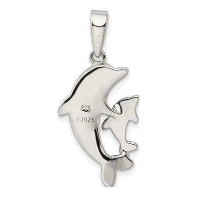 Sterling Silver Lab-Created Opal Dolphin Pendant – view 4