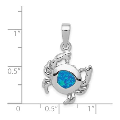 Sterling Silver Lab-Created Opal Crab Pendant – view 5