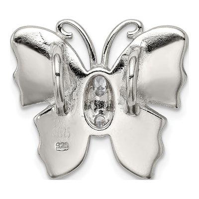 Sterling Silver Lab-Created Opal & CZ Butterfly Pendant – view 5