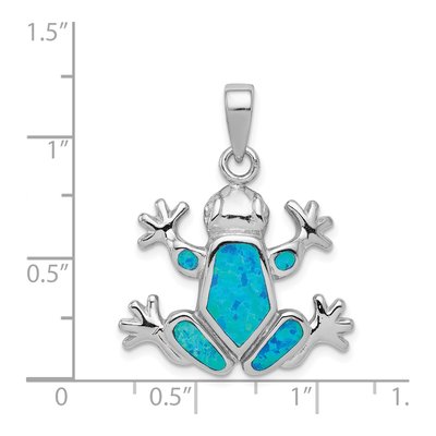 Sterling Silver Lab-Created Opal Frog Pendant – view 4