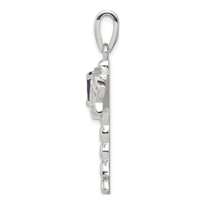 Sterling Silver Lab-Created Opal & Amethyst Dragonfly Pendant – view 3