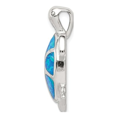 Sterling Silver Lab-Created Opal Turtle Pendant – view 3