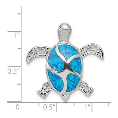 Sterling Silver Lab-Created Opal Turtle Pendant – view 4