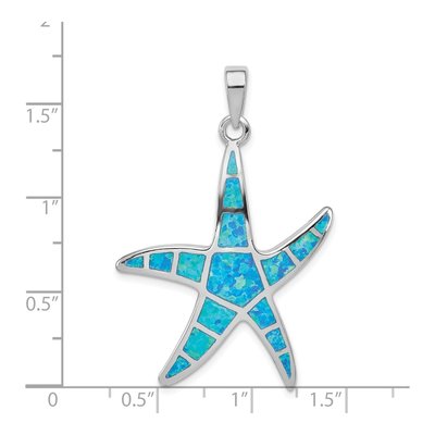 Sterling Silver Lab-Created Opal Starfish Pendant – view 4