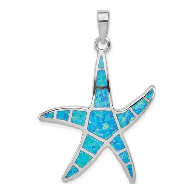 Sterling Silver Lab-Created Opal Starfish Pendant