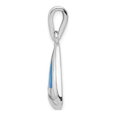 Sterling Silver Lab-Created Opal Sailboat Pendant – view 3