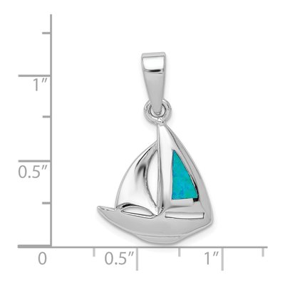 Sterling Silver Lab-Created Opal Sailboat Pendant – view 4