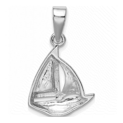 Sterling Silver Lab-Created Opal Sailboat Pendant – view 5