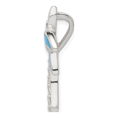 Sterling Silver Lab-Created Opal & CZ Palm Tree Slide Pendant – view 3