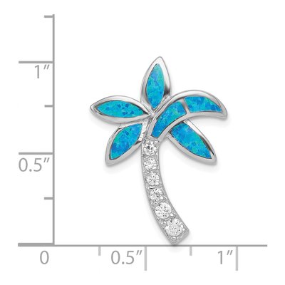 Sterling Silver Lab-Created Opal & CZ Palm Tree Slide Pendant – view 4