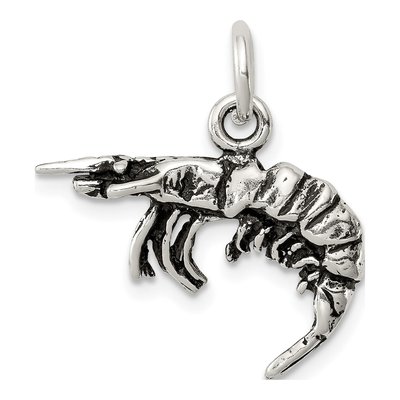 Sterling Silver Antiqued Shrimp Charm