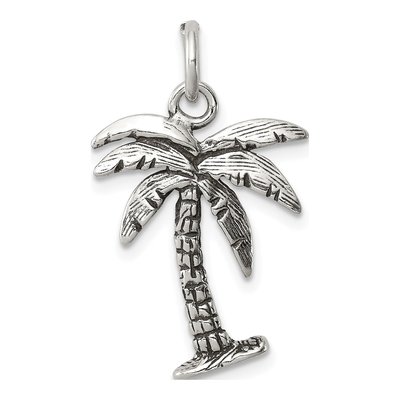 Sterling Silver Antiqued Palm Tree Charm