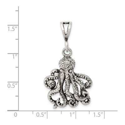Sterling Silver Antiqued Octopus Pendant – view 4