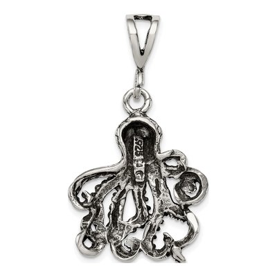 Sterling Silver Antiqued Octopus Pendant – view 5