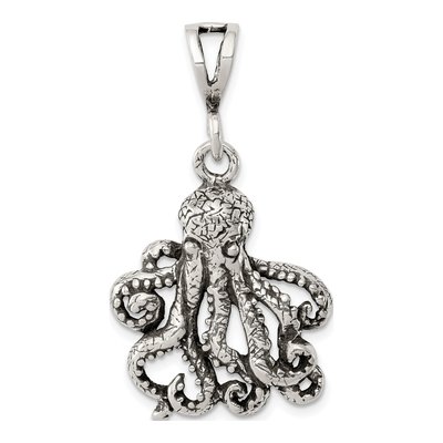Sterling Silver Antiqued Octopus Pendant