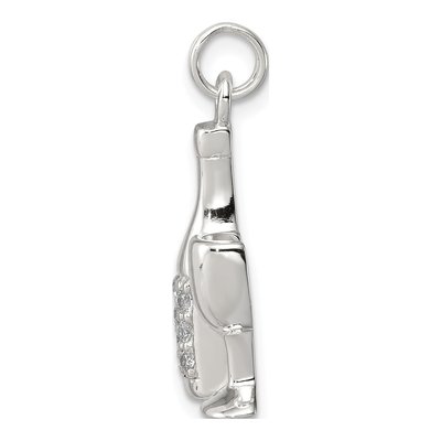 Sterling Silver CZ Wine Bottle Glass Pendant – view 3