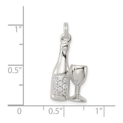 Sterling Silver CZ Wine Bottle Glass Pendant – view 4