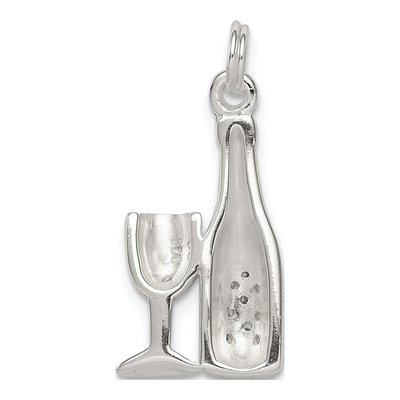 Sterling Silver CZ Wine Bottle Glass Pendant – view 5