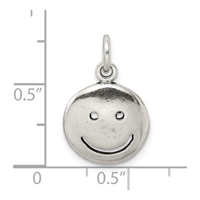 Sterling Silver Antiqued Smiley Face Charm – view 4
