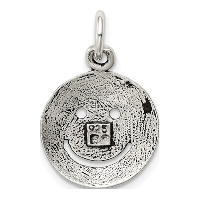 Sterling Silver Antiqued Smiley Face Charm – view 5