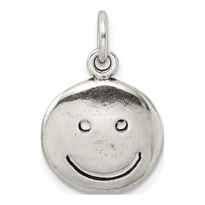 Sterling Silver Antiqued Smiley Face Charm
