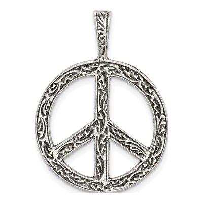 Sterling Silver Antiqued Peace Sign Charm