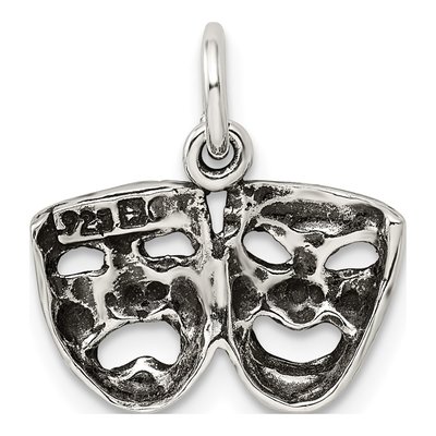 Sterling Silver Comedy Tragedy Face Charm – view 4