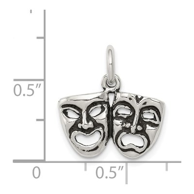 Sterling Silver Comedy Tragedy Face Charm – view 5
