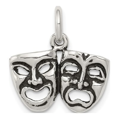 Sterling Silver Comedy Tragedy Face Charm