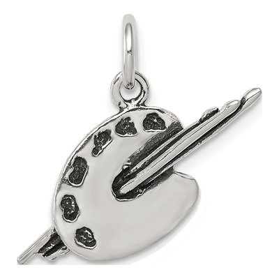 Sterling Silver Antiqued Artist Palette Charm