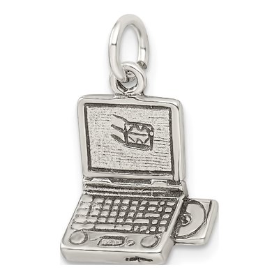 Sterling Silver Antiqued Laptop Charm – view 6