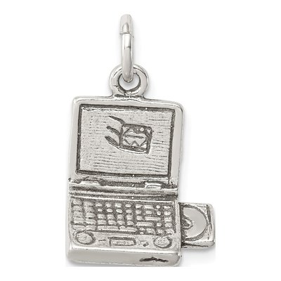 Sterling Silver Antiqued Laptop Charm