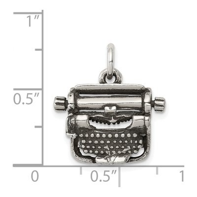 Sterling Silver Antiqued Typewriter Charm – view 4