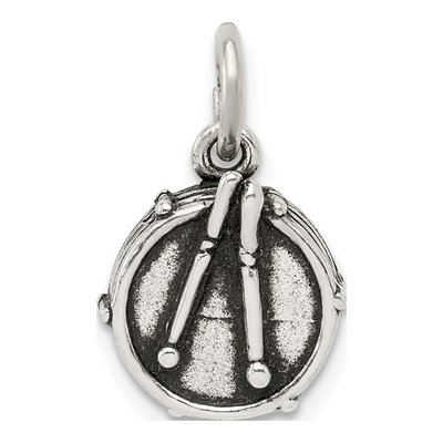 Sterling Silver Antiqued Drum Charm – view 5